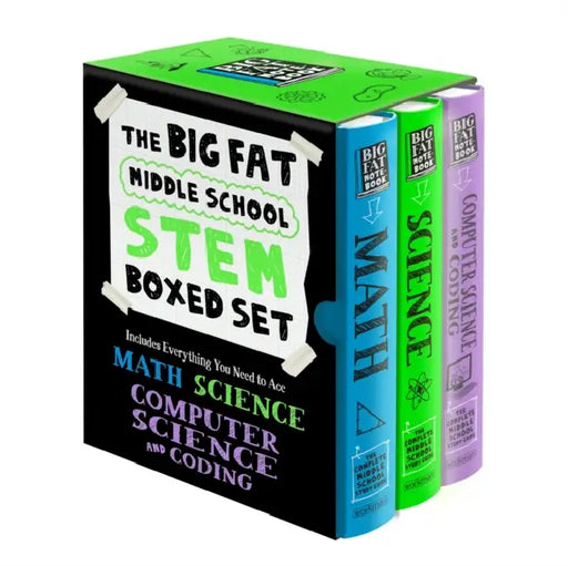 The Big Fat Middle School Stem 3-Book Boxed Set: Includes Everything You Need to Ace Math, Science, and Computer Science and Coding by Workman Publishing, Editors of Brain Quest, Ouida Newton