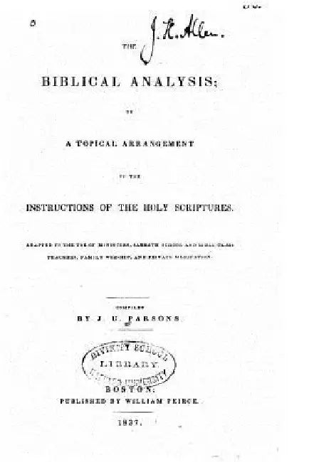 The Biblical Analysis by J. U. Parsons