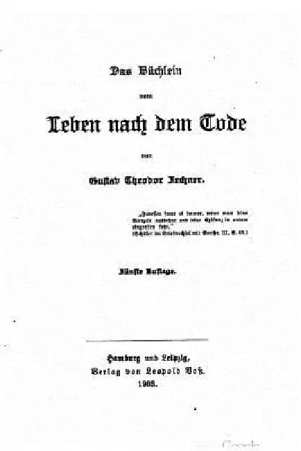 Das Büchlein vom Leben nach dem Tode by Fechner, Gustav Theodor