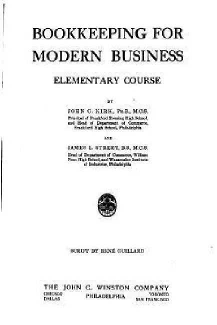 Bookkeeping for Modern Business by John George Kirk