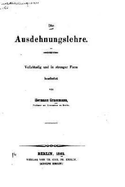 Die ausdehnugslehre by Grassmann, Hermann