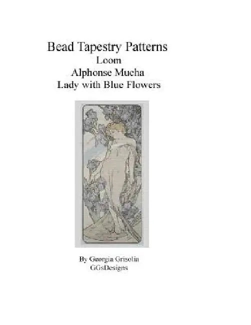 Bead Tapestry Patterns Loom Alphonse Mucha Lady with Blue Flowers by Georgia Grisolia