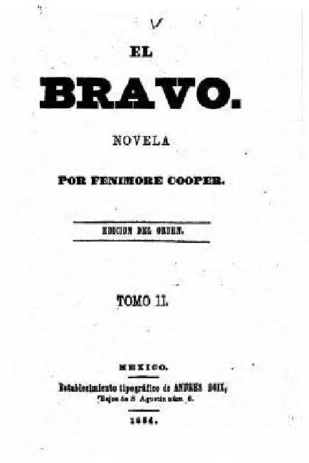 El Bravo, Novela by Fenimore Cooper