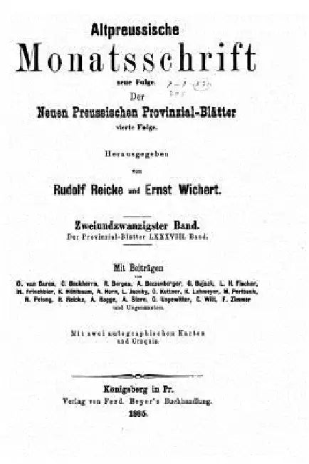 Altpreussische Monatsschrift by Reicke, Rudolf