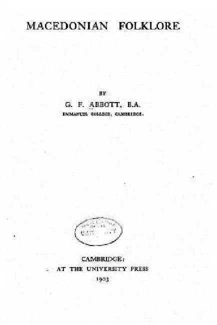 Macedonian folklore by G. F. Abbott
