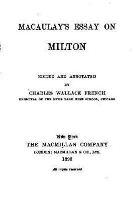 Macaulay's Essay on Milton by Macaulay