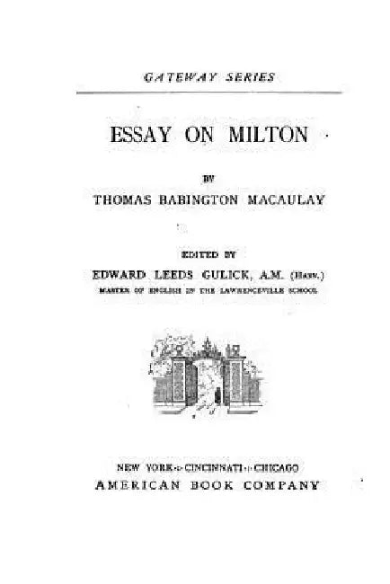 Essay on Milton by Thomas Babington Macaulay