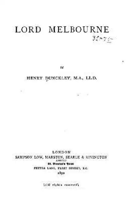 Lord Melbourne by Henry Dunckley
