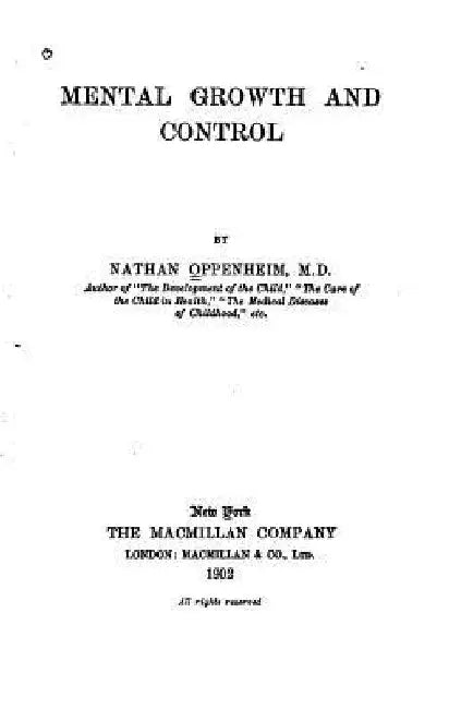 Mental growth and control by Nathan Oppenheim