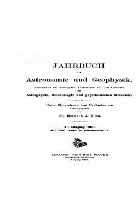 Jahrbuch der Astronomie und Geophysik by Klein, Hermann J.