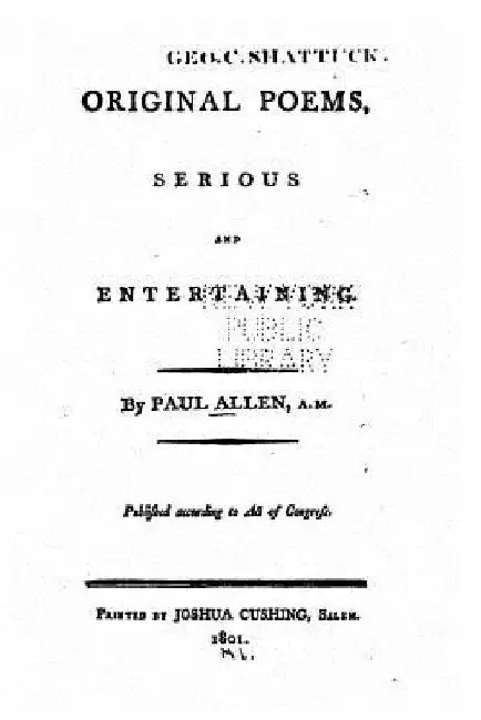 Original Poems, Serious and Entertaining by Paul Allen