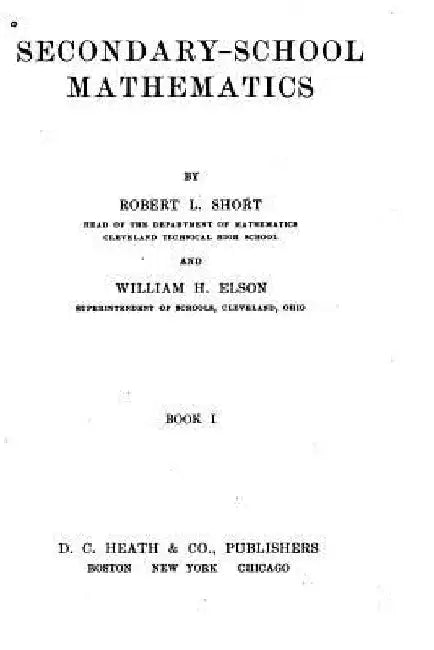 Secondary-School Mathematics - Book I by Robert Louis Short