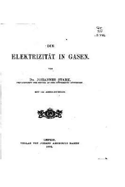 Die Elektrizität in Gasen by Stark, Johannes