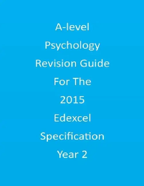 A-level Psychology Revision Guide For The Edexcel 2015 Specification Year 2 by Faye Carlisle