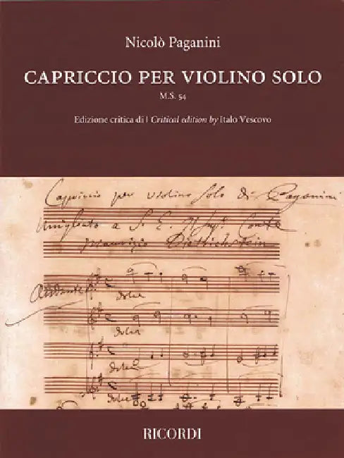 Capriccio for Violin Solo: M.S. 54 Critical Edition by Nicolo Paganini