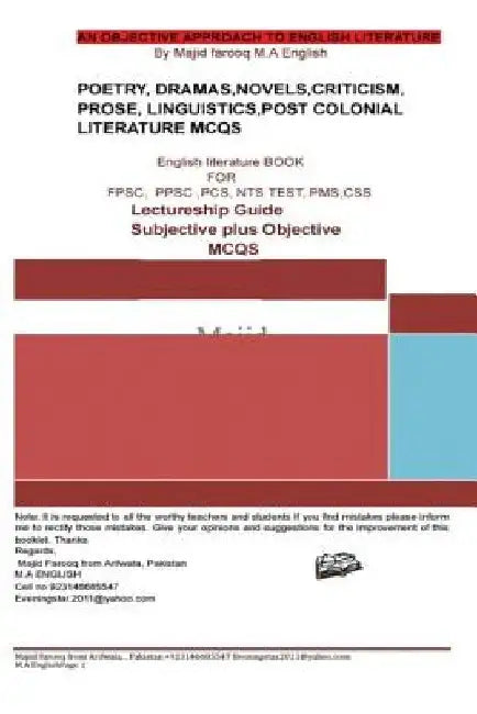 A Superb book of English literature subjective plus objective: English literature by Majid Farooq