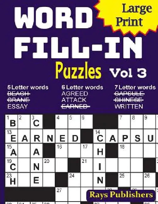 Large Print Word Fill-in Puzzles 3 by Jaja Media