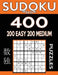 Sudoku Book 400 Puzzles, 200 Easy and 200 Medium: Sudoku Puzzle Book With Two Levels of Difficulty To Improve Your Game by Sudoku Book