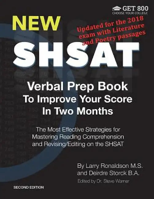 New Shsat Verbal Prep Book to Improve Your Score in Two Months: The Most Effective Strategies for M by Warner, Steve