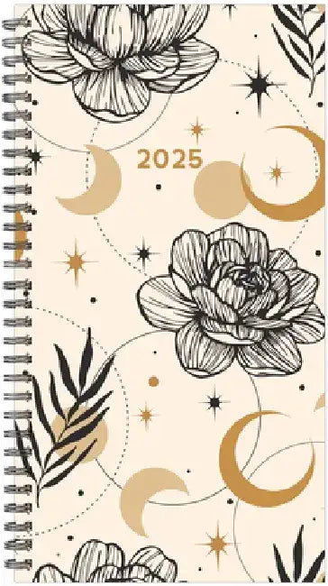 2025 3.5 X 6.5 Floral Moon Softcover Weekly Spiral Planner by Willow Creek Press