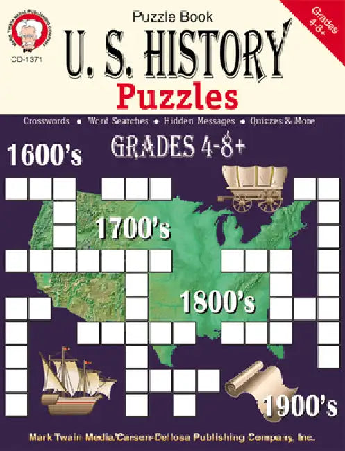 U.S. History Puzzles, Grades 4 - 8 by Mark Twain Media