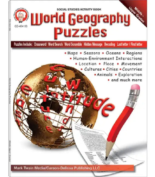 World Geography Puzzles, Grades 6 - 12 by Mark Twain Media