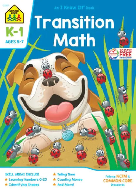 School Zone Transition Math Grades K-1 Workbook by School Zone