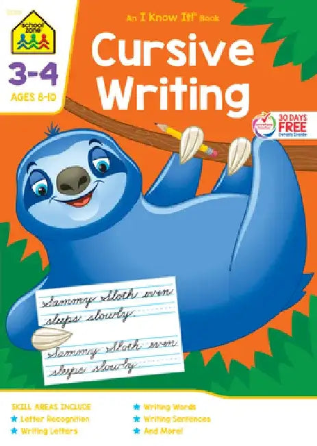 School Zone Cursive Writing Grades 3-4 Workbook by School Zone