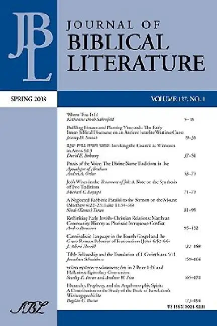 Journal of Biblical Literature, Spring 2008 by James C. VanderKam
