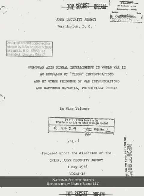 European Axis Signal Intelligence in World War II by National Security Agency, Army Security Agency
