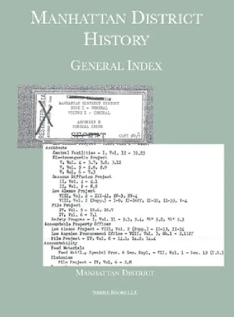 Manhattan District History: General Index by Manhattan District