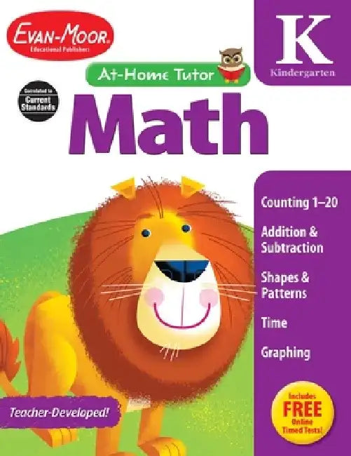 Math Skills, Kindergarten Workbook: At-Home Tutor, Counting, Shapes, Graphs, Money, Addition, Subtraction by Evan-Moor Educational Publishers