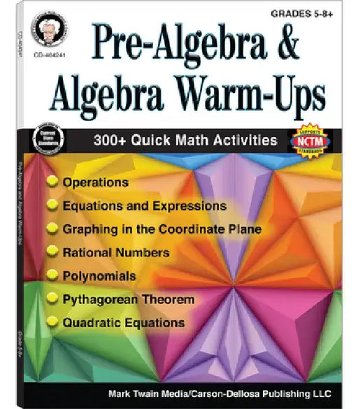 Pre-Algebra and Algebra Warm-Ups, Grades 5 - 12 by Cindy Barden