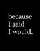 Because I Said I Would. by Alex Sheen