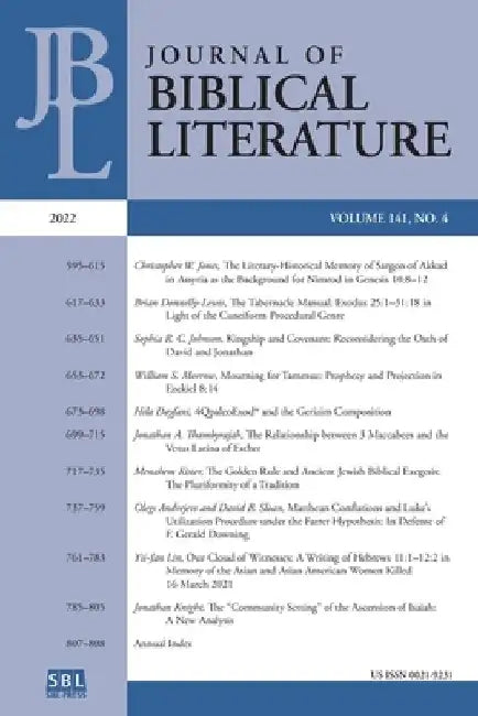 Journal of Biblical Literature 141.4 (2022) by Susan E. Hylen