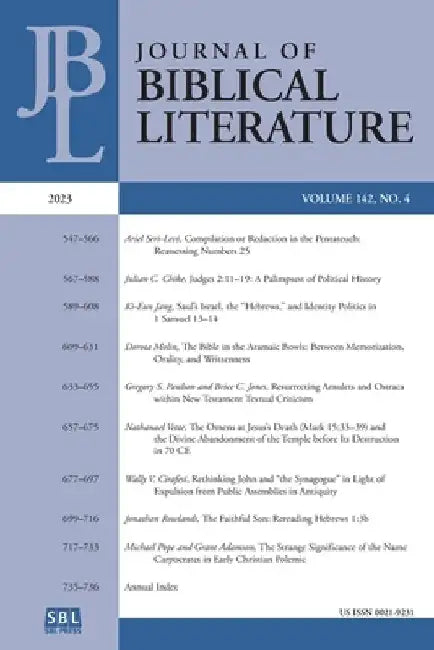 Journal of Biblical Literature 142.4 (2023) by Susan E. Hylen