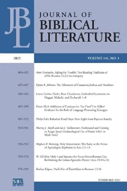 Journal of Biblical Literature 141.3 (2022) by Susan E. Hylen