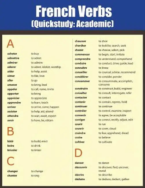 French Verbs: Quick Study Academic by Quick Charts