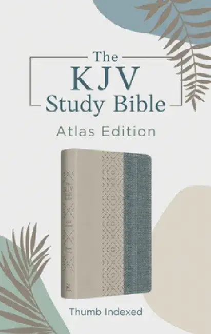 The KJV Study Bible: Atlas Edition, Thumb Indexed [Taupe & Denim Crosshatch] by Barbour Bibles