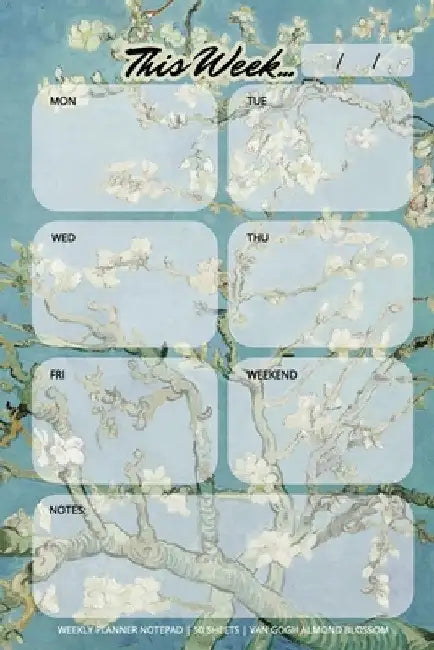 Weekly Planner Notepad: Van Gogh Almond Blossom, Daily Planning Pad for Organizing, Tasks, Goals, Schedule by Llama Bird Press