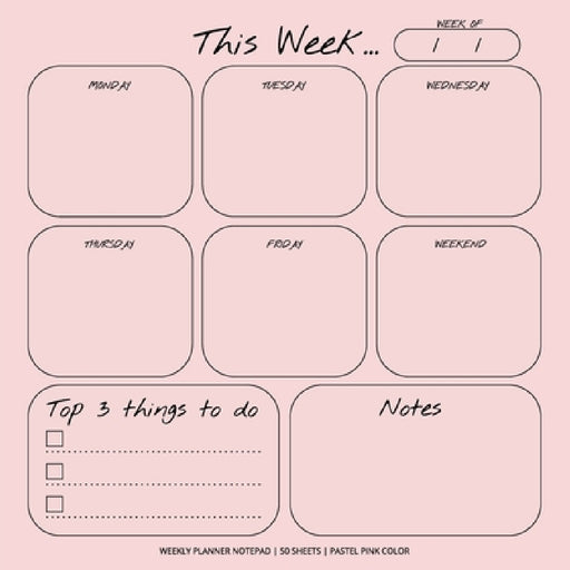 Weekly Planner Notepad: Pastel Pink Color, To Do List, Daily Agenda, Organizer, Desk Pad, 50 Sheets by Get List Done