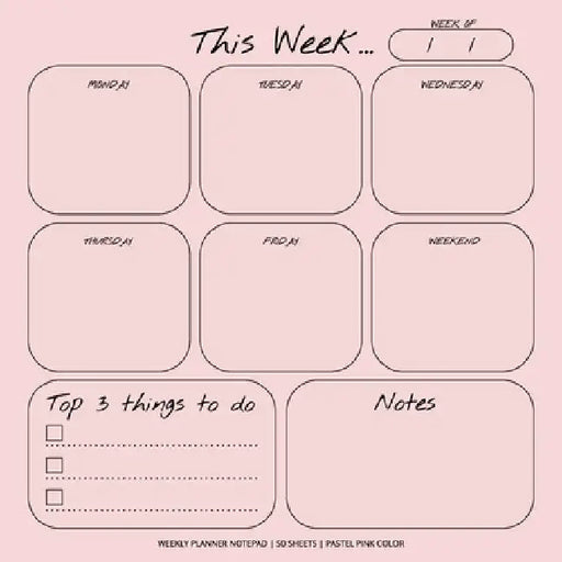 Weekly Planner Notepad: Pastel Pink Color, To Do List, Daily Agenda, Organizer, Desk Pad, 50 Sheets by Get List Done