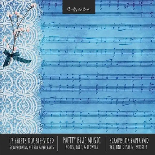Pretty Blue Music Scrapbook Paper Pad 8x8 Decorative Scrapbooking Kit for Cardmaking Gifts, DIY Crafts, Printmaking, Papercrafts, Notes Lace Flowers D by Crafty as Ever