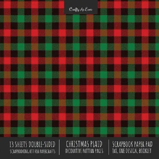 Christmas Plaid Scrapbook Paper Pad 8x8 Scrapbooking Kit for Cardmaking Gifts, DIY Crafts, Printmaking, Papercrafts, Holiday Decorative Pattern Pages by Crafty as Ever