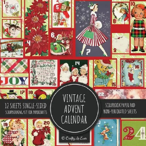 Vintage Advent Calendar Scrapbook Paper Pad: Christmas Background 8x8 Decorative Paper Design Scrapbooking Kit for Cardmaking, DIY Crafts, Creative Pr by Crafty as Ever