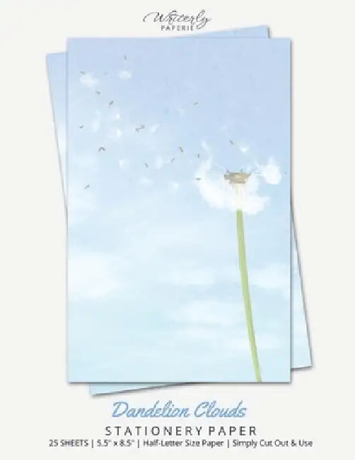 Dandelion Clouds Stationery Paper: Half Letter Size Paper, Flower Themed, Letter Writing Paper, 25-sheets by Writerly Paperie