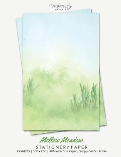 Mellow Meadow Stationery Paper: Half Letter Size Paper, Nature Themed, Letter Writing Paper, 25-sheets by Writerly Paperie