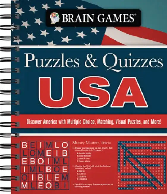 Brain Games - Puzzles & Quizzes - USA: Discover America with Multiple Choice, Matching, Visual Puzzles, and More! by Publications International Ltd
