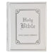 KJV Holy Bible, Classically Illustrated Heirloom Family Bible, Faux Leather Hardcover - Ribbon Markers, King James Version, White/Silver by Christianart Gifts