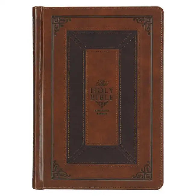 KJV Study Bible, Standard King James Version Holy Bible, Thumb Tabs, Ribbons, Faux Leather, Toffee/Burgundy Debossed by Christian Art Gifts